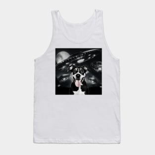 Selfie of Funny Dog And Aliens UFO  3 Tank Top